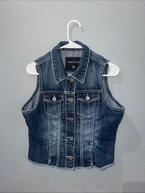 Maurices Medium-Dark Blue Denim Vest